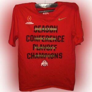 Nike OSU Buckeyes Mens Sz Medium Red National Championship Short Sleeve T-Shirt